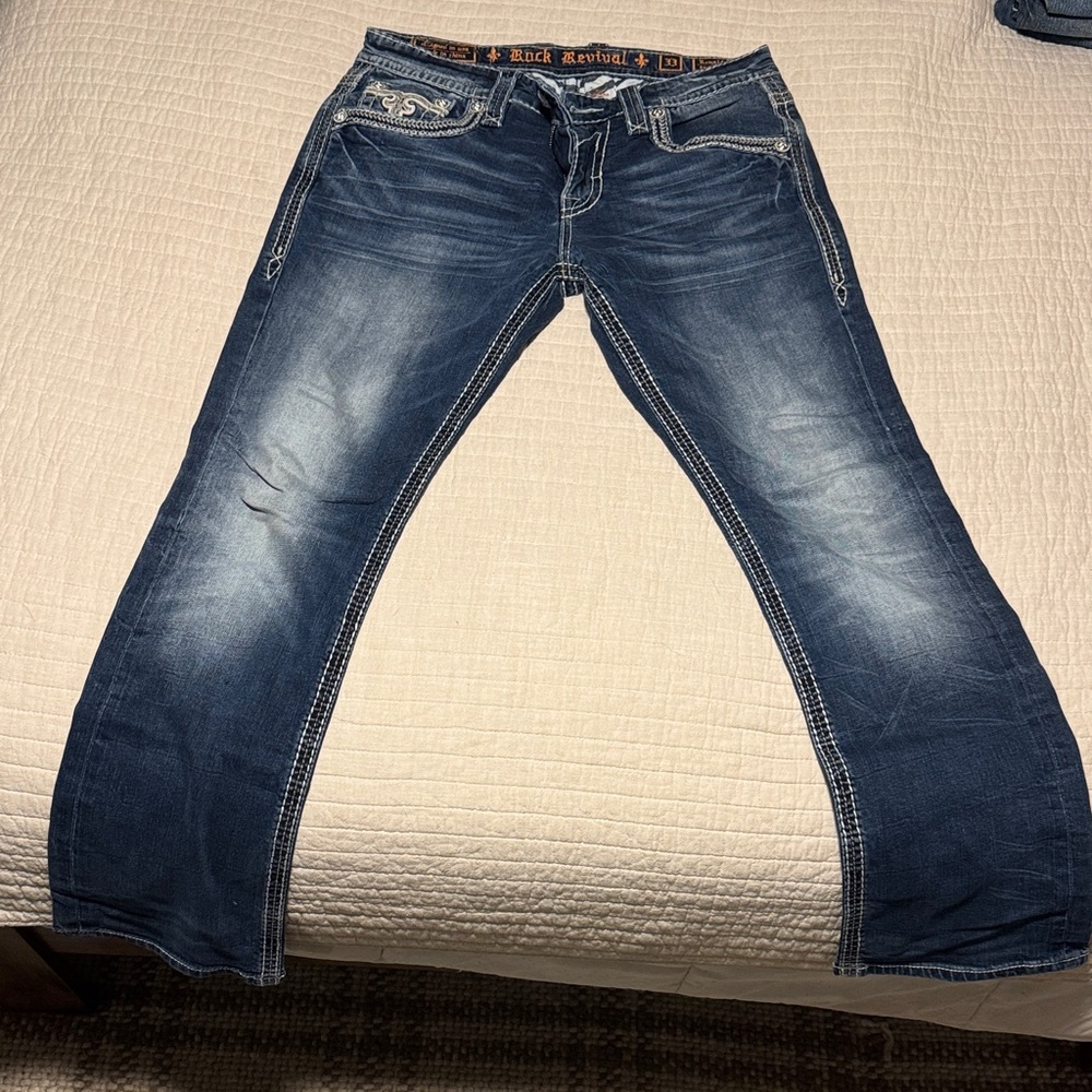 Rock Revival Men's Dark Blue Bootcut Jeans